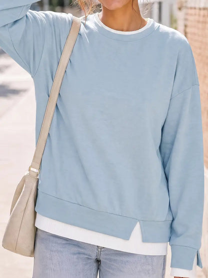 🔥2026! ! ! HOT SEAL-Faux-Layered Oversized Crewneck Sweatshirt