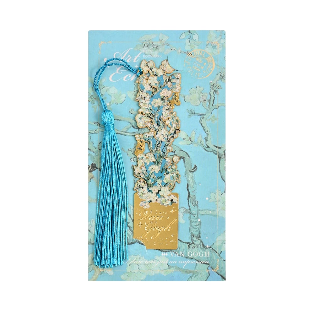 📚✨8-Piece Gold Metal Bookmark Set with Tassel – Van Gogh & Monet Inspired Gift for Book Lovers 🎨