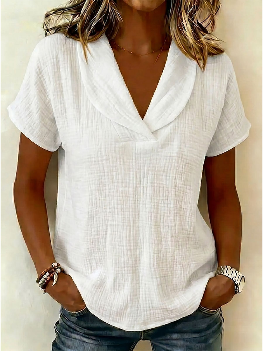 🔥Summer 2026 Best Sellers🔥 - 100% Cotton Women's Peter Pan Collar Short-Sleeve Top