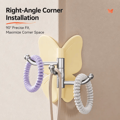 4 Pack Rotating Butterfly Hooks – Strong Adhesive Wall Organizer for Towels, Bags, Hats & Keys | No Drilling Required