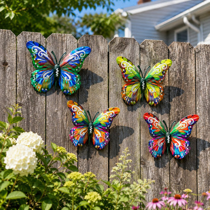 🦋Vibrant Metal Butterfly Wall Art - 4 Color Set