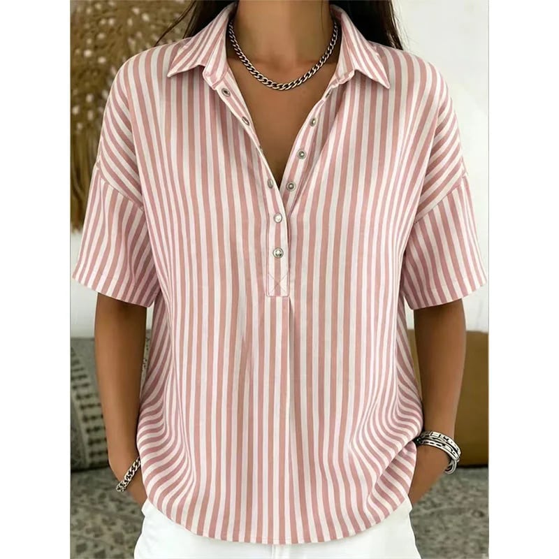 Women's Casual Striped Short-Sleeve Shirt