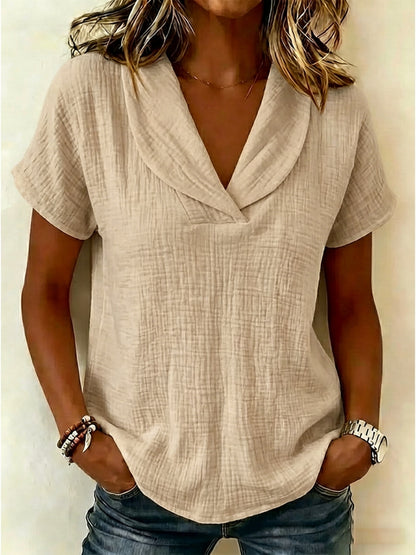 🔥Summer 2026 Best Sellers🔥 - 100% Cotton Women's Peter Pan Collar Short-Sleeve Top