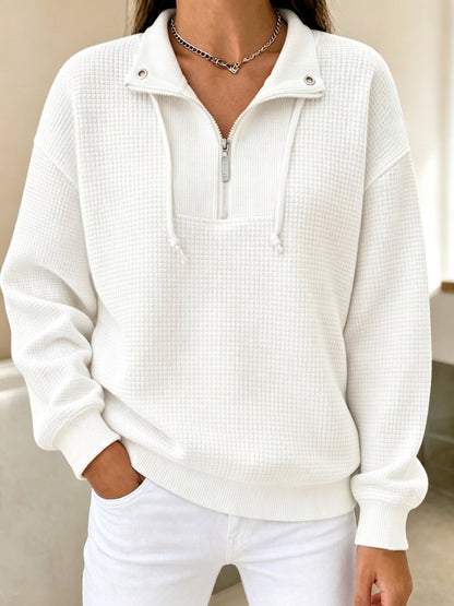 New Arrival🔥 Waffle Half-Zip Cuffed Thermal Pullover