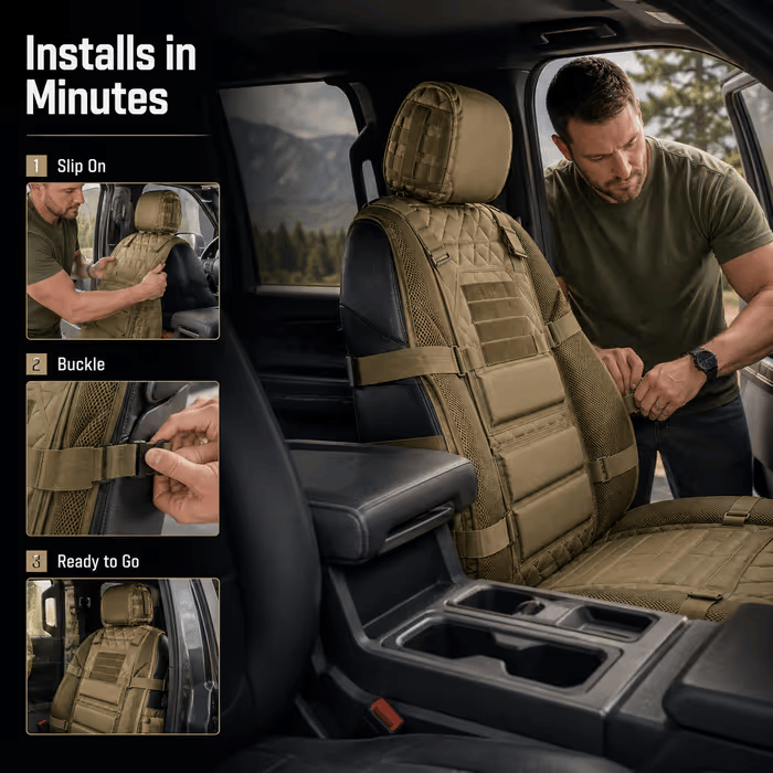 🎁🎁Free Shipping🎖️ Military‐Style Auto Seat Protectors|Universal Fit Heavy‐Duty Cushion For Long‐Drive Vehicle Owners