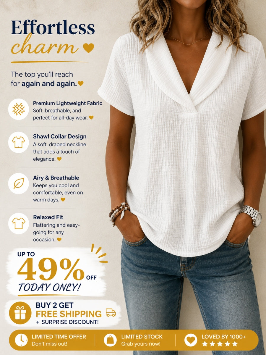 🔥Summer 2026 Best Sellers🔥 - 100% Cotton Women's Peter Pan Collar Short-Sleeve Top
