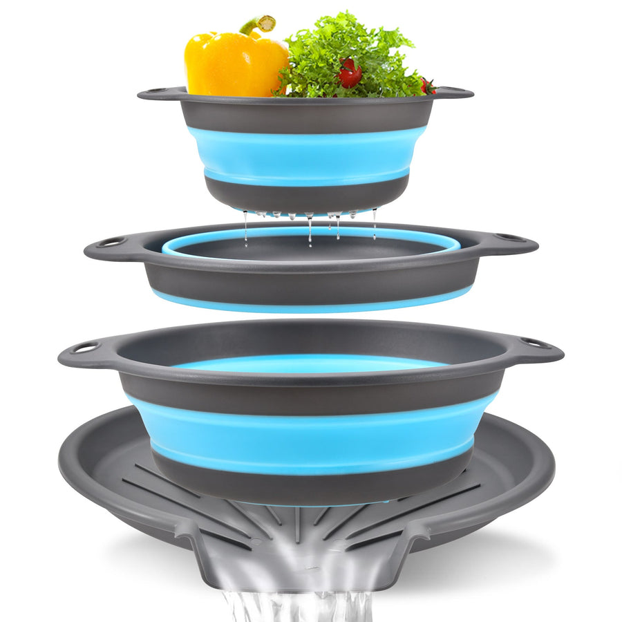 Nordic Blue collapsible colander set