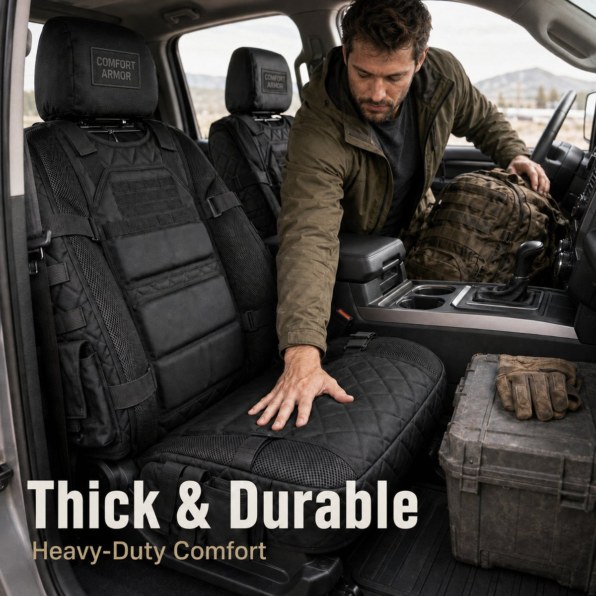 🎁🎁Free Shipping🎖️ Military‐Style Auto Seat Protectors|Universal Fit Heavy‐Duty Cushion For Long‐Drive Vehicle Owners