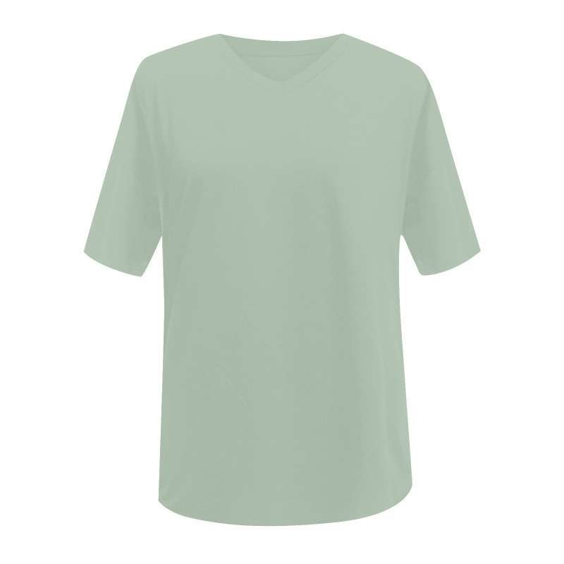Soft Stretch Cotton Blend Plus Size V-Neck Tees, Oversized Loose Fit Casual Half Sleeve Tunic Shirts, Versatile Basic Wardrobe Staple for Spring Summer Fall Winter