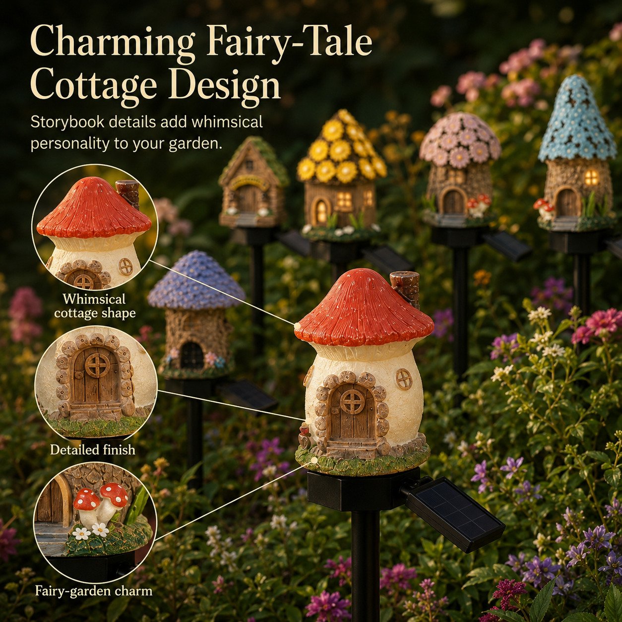 🍄Solar Fairy-Tale Mushroom Cottage Garden Light💡