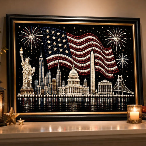 🦅America 250th Anniversary Pearl Art Kit – Stars & Stripes Skyline Limited Edition - This product is a materials kit, not a finished product