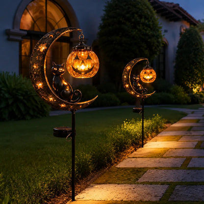 2026-! ! !🔥59% OFF TODAY 👻 Solar Halloween Garden Stake Light with Black Cat & Pumpkin