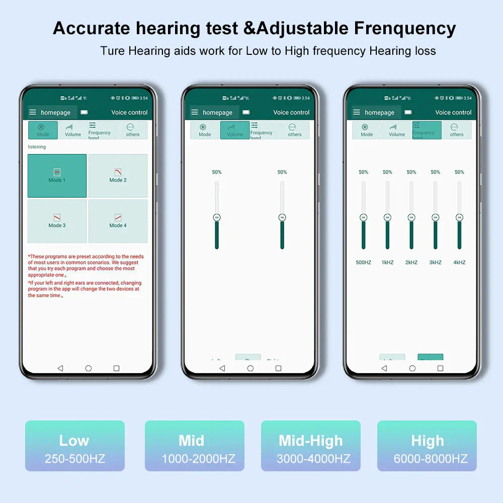 Adjustable frequency settings in the mobile app