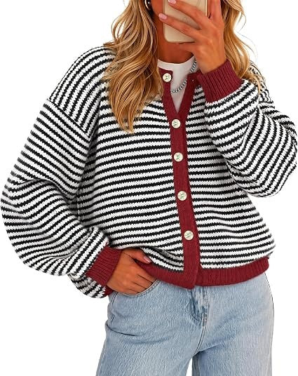 Black striped cardigan