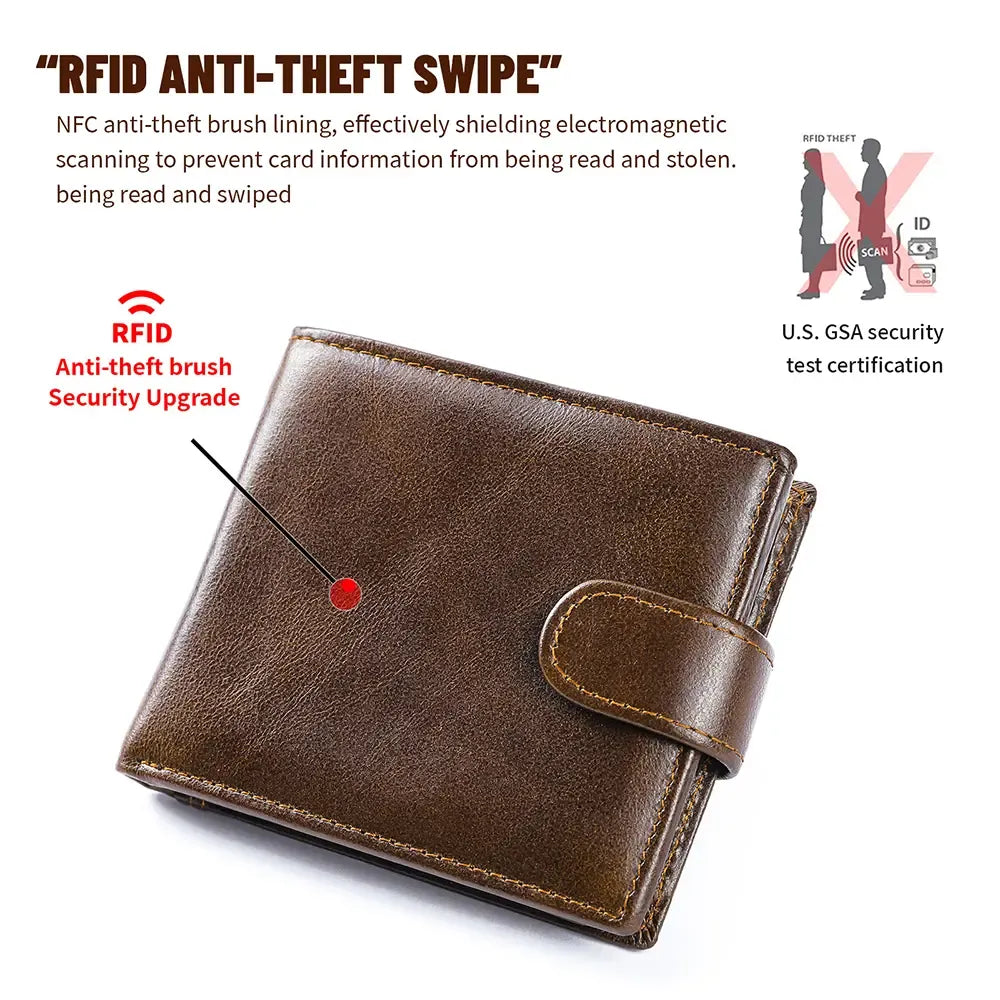 Vintage Top-Grain Leather Bi-Fold Wallet – Classic Design, Ample Storage