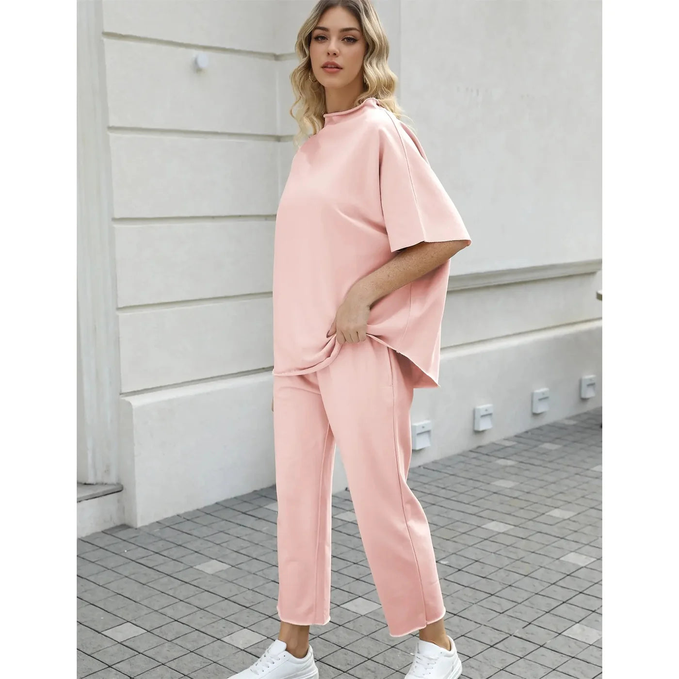 Pink two piece lounge set