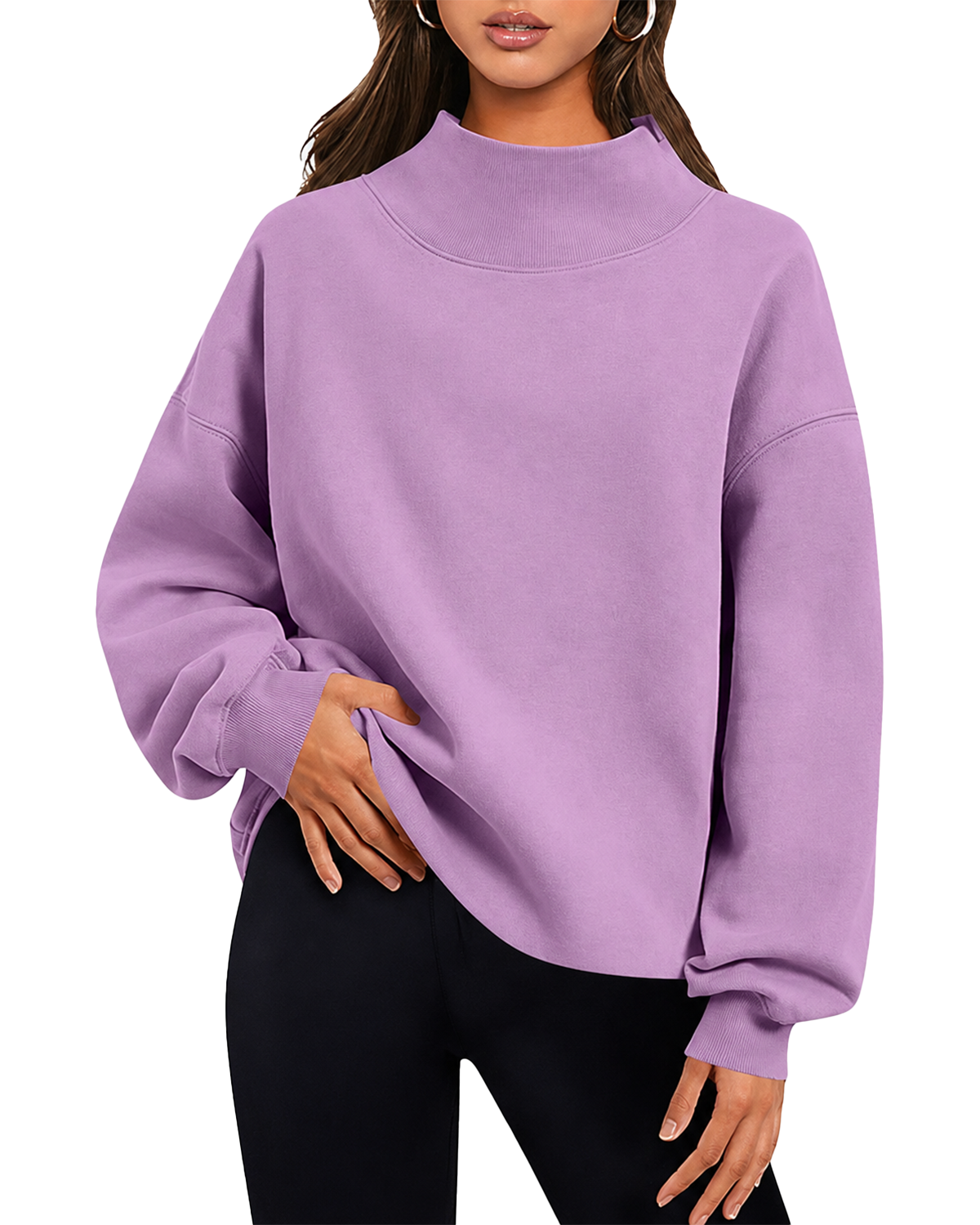 2026 New High Neck Relaxed Sweatshirt ✨ Soft Casual Pullover For Everyday Wear