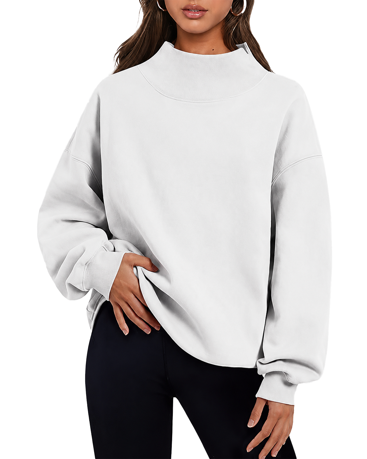 2026 New High Neck Relaxed Sweatshirt ✨ Soft Casual Pullover For Everyday Wear