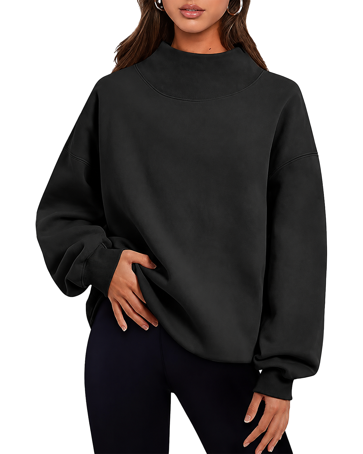 2026 New High Neck Relaxed Sweatshirt ✨ Soft Casual Pullover For Everyday Wear