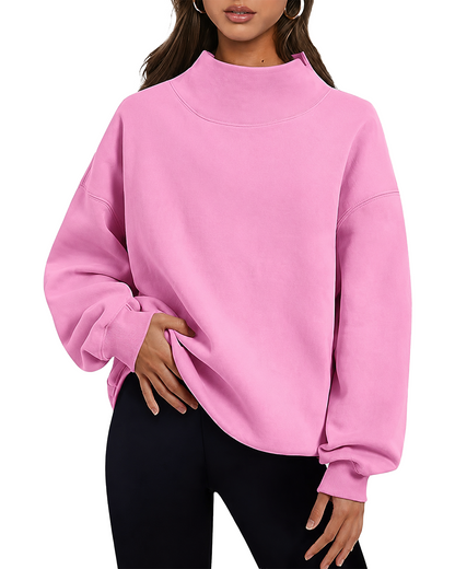 2026 New High Neck Relaxed Sweatshirt ✨ Soft Casual Pullover For Everyday Wear