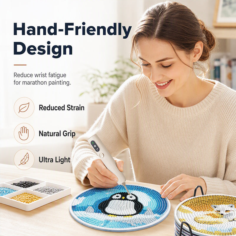 Electric diamond painting pen in use