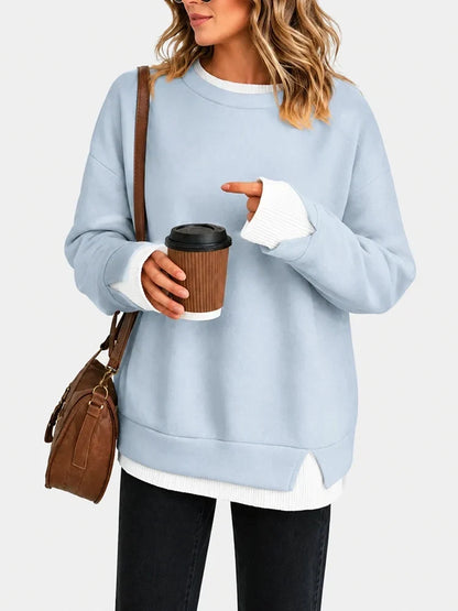 🔥2026! ! ! HOT SEAL-Faux-Layered Oversized Crewneck Sweatshirt