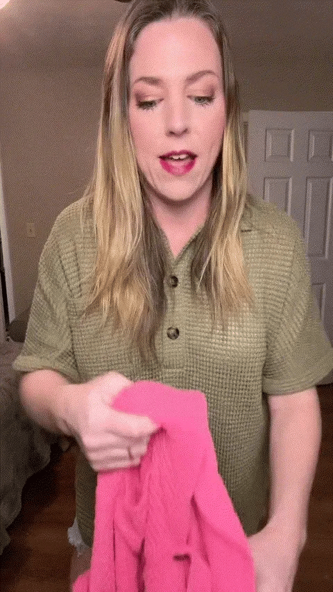 Army green waffle Henley tunic