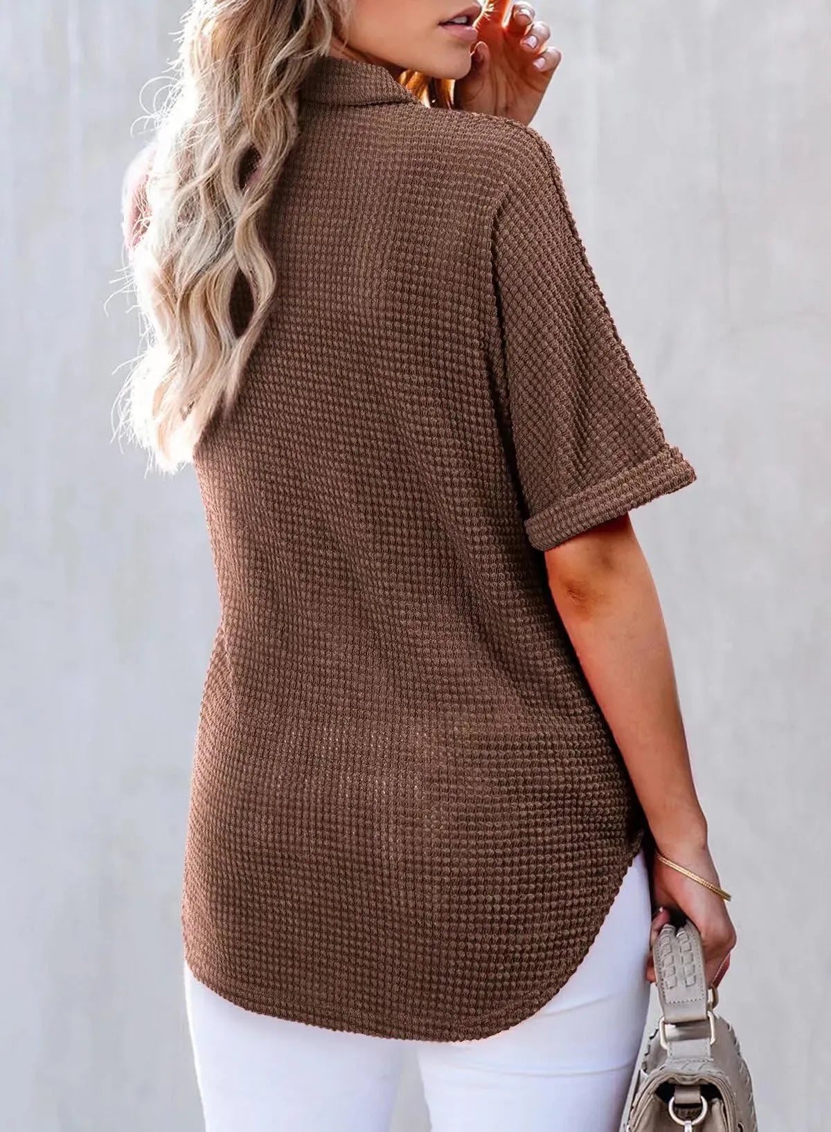 Brown waffle Henley back